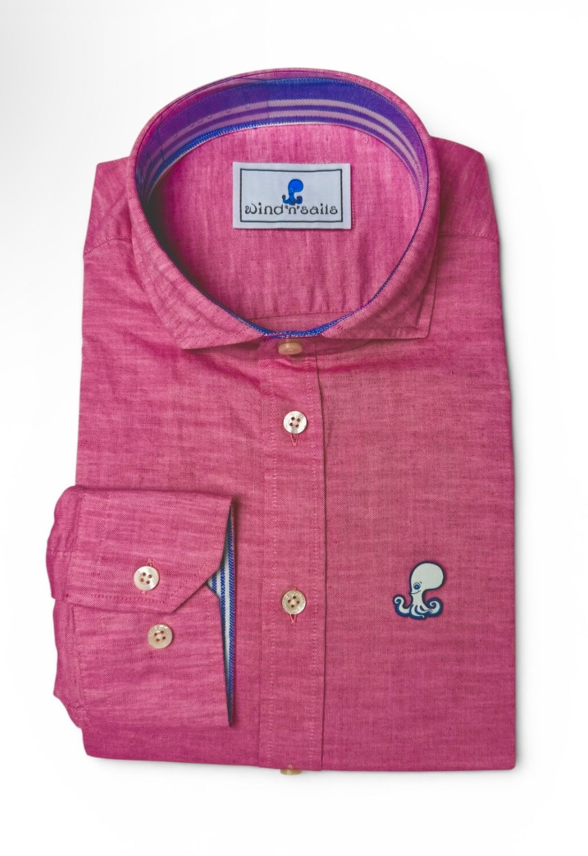 Men's Rich Pink Cotton & Linen Shirt- wind 'n' sails