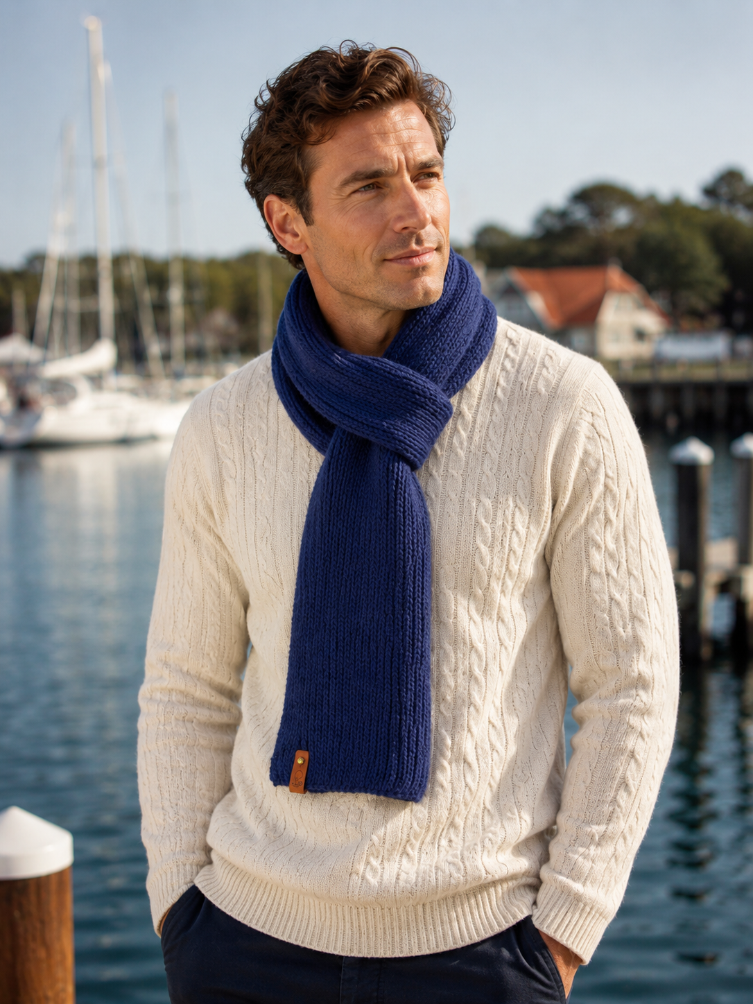 Mens Merino Wool Knit Scarf- wind 'n' sails