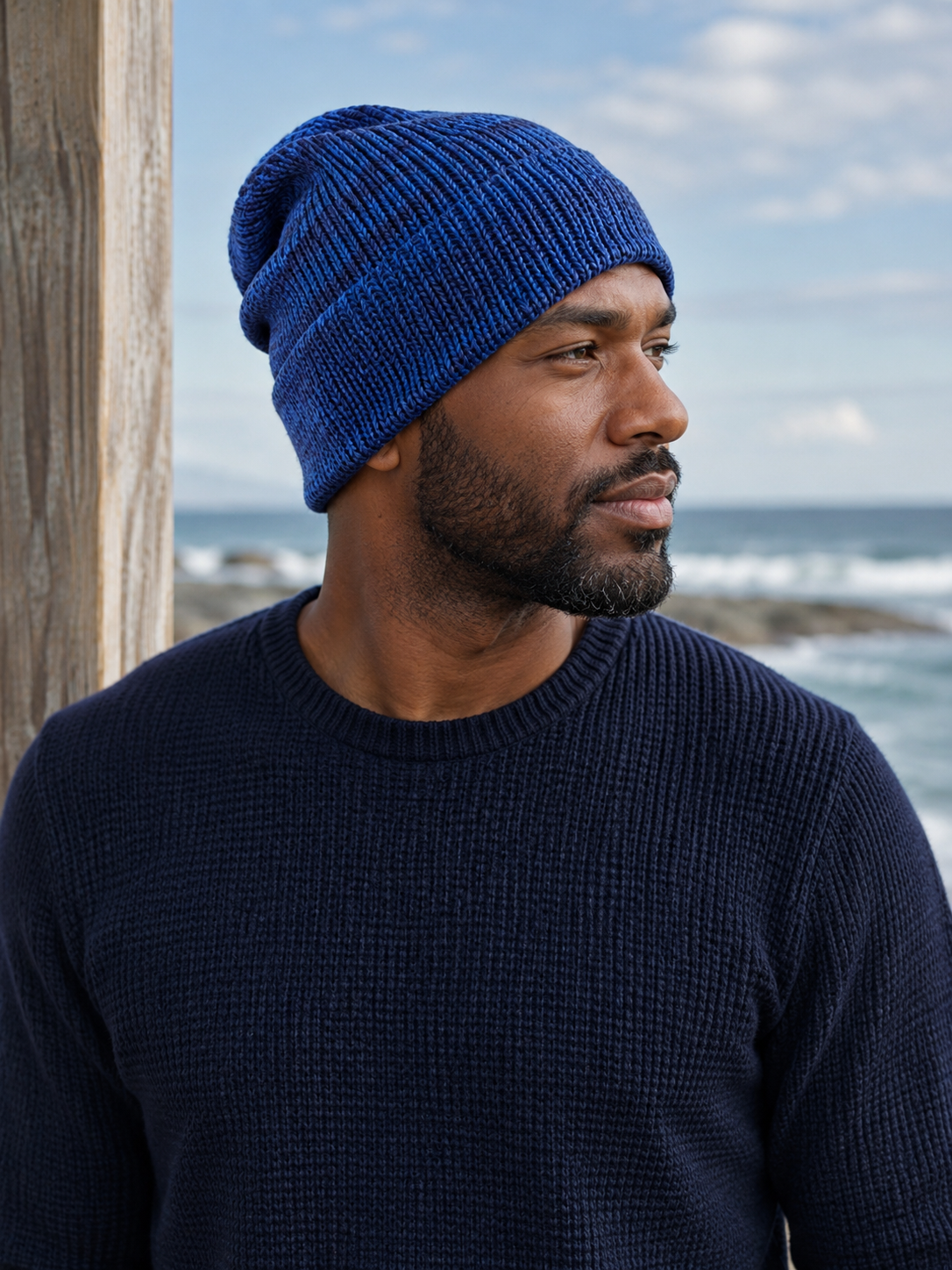 Handmade Double Brim Merino Wool Beanie- wind 'n' sails