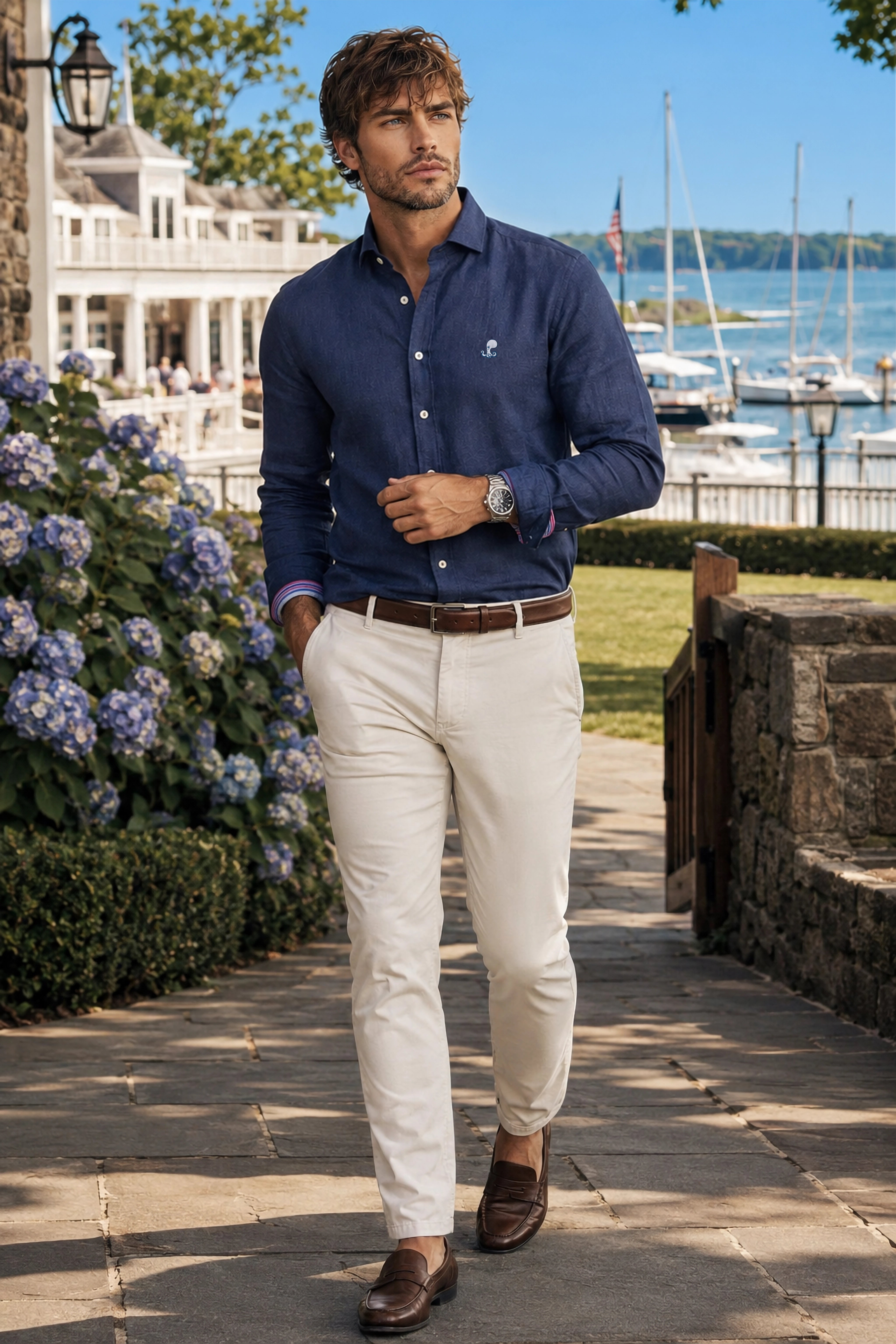 Navy Cotton - Cashmere Shirt