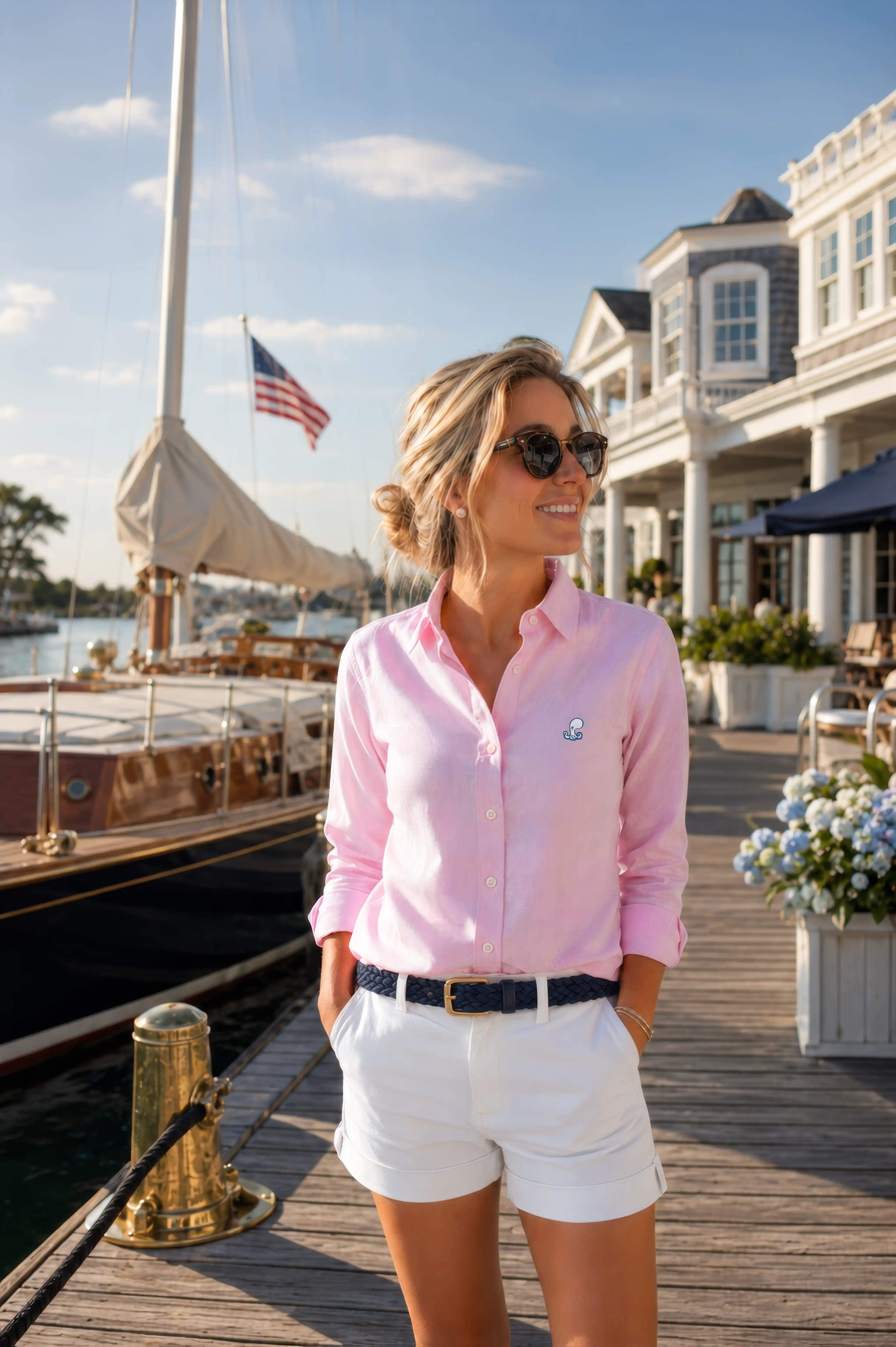 Women's Flamingo Pink Linen Shirt