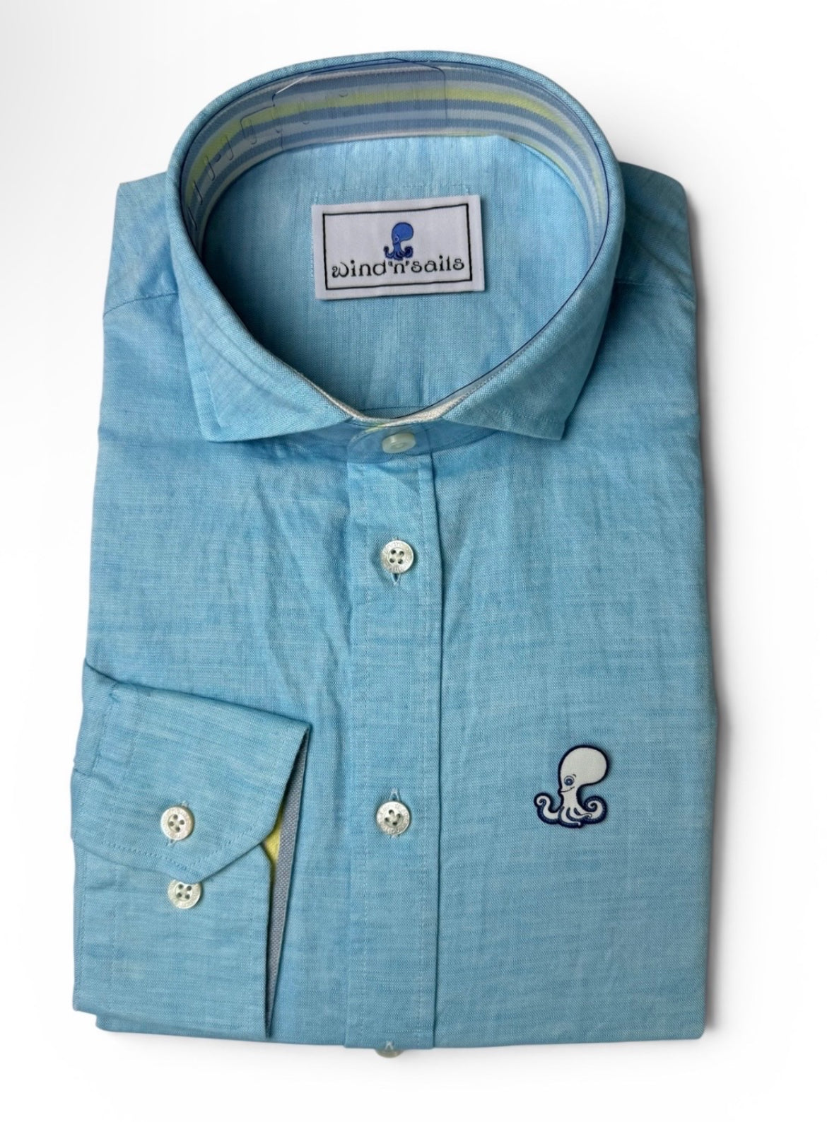 Pale Turquoise Cotton & Linen Shirt- wind 'n' sails