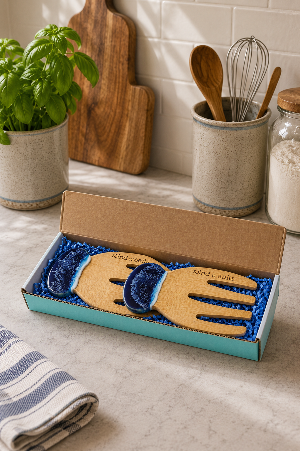 Wooden Salad Tongs- wind 'n' sails