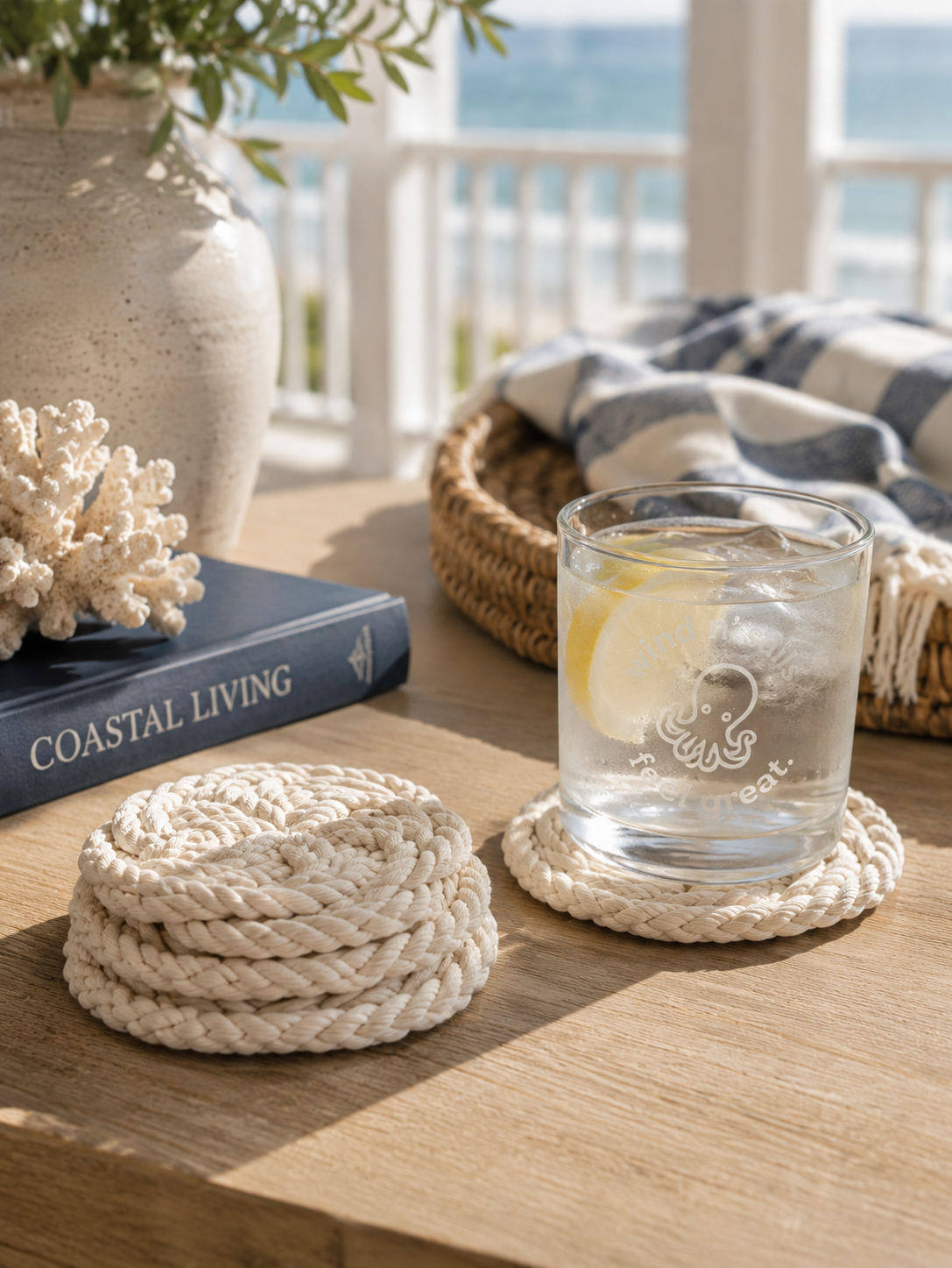 Nautical Rope Knot Coasters - Set of 4- wind 'n' sails