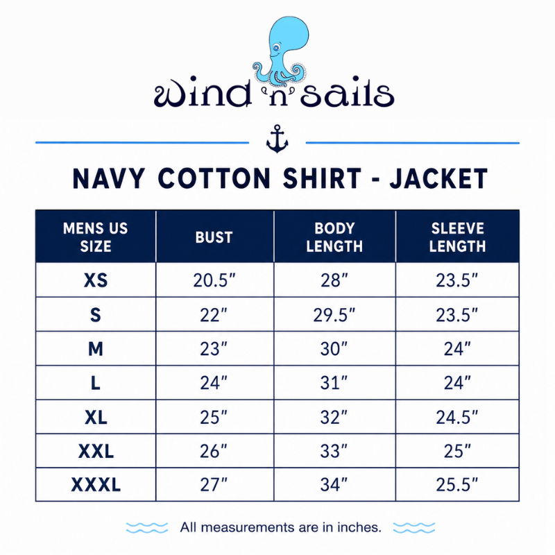 Mens Navy Cotton Shirt - Jacket- wind 'n' sails