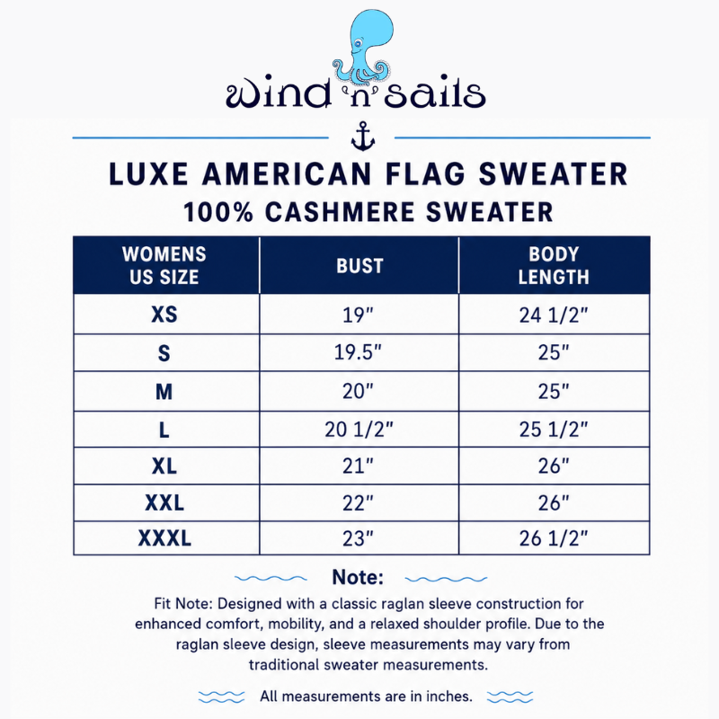 Women's Luxe American Flag 100% Cashmere Sweater- wind 'n' sails