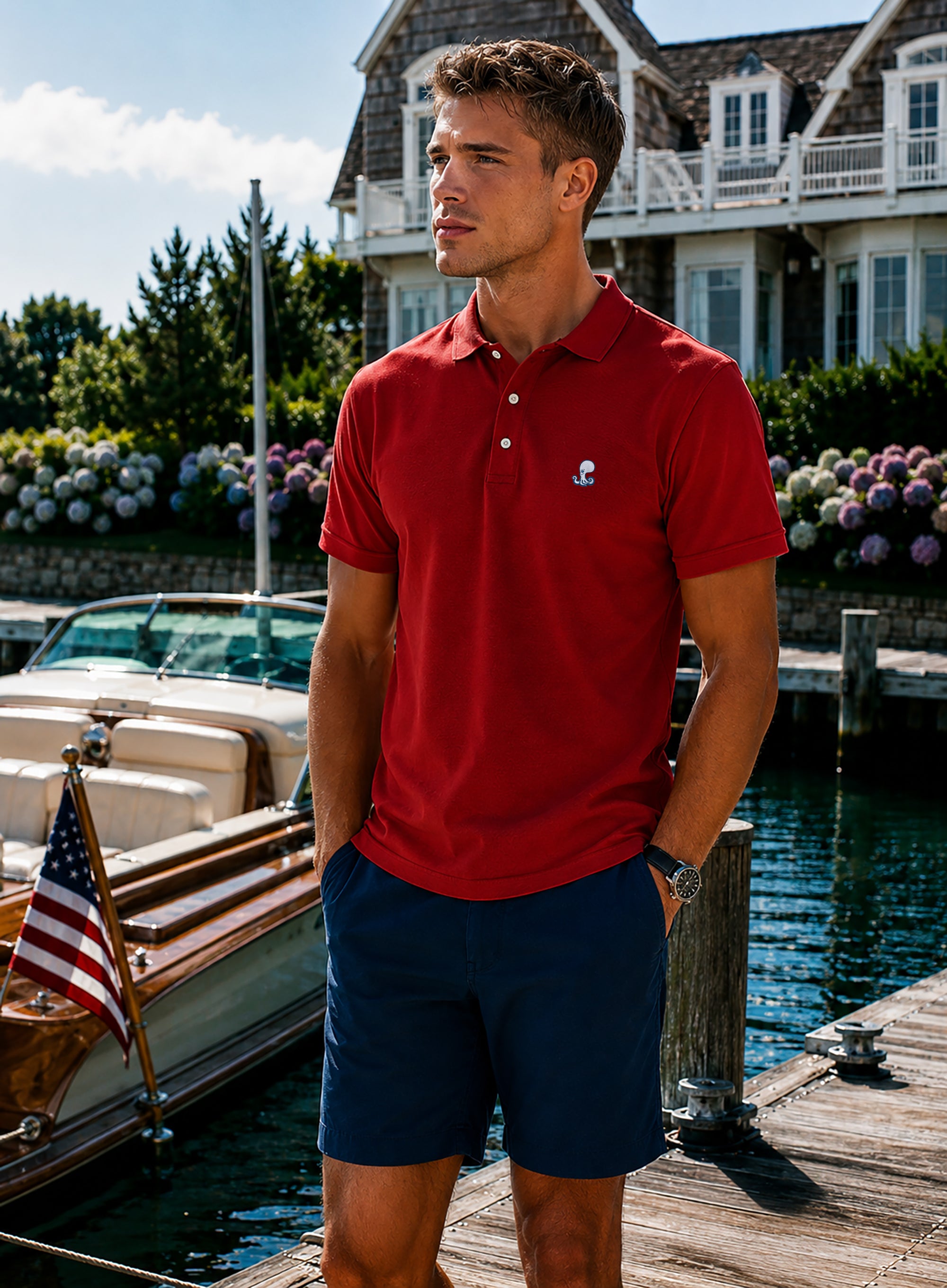 Navy Cotton Chino Shorts