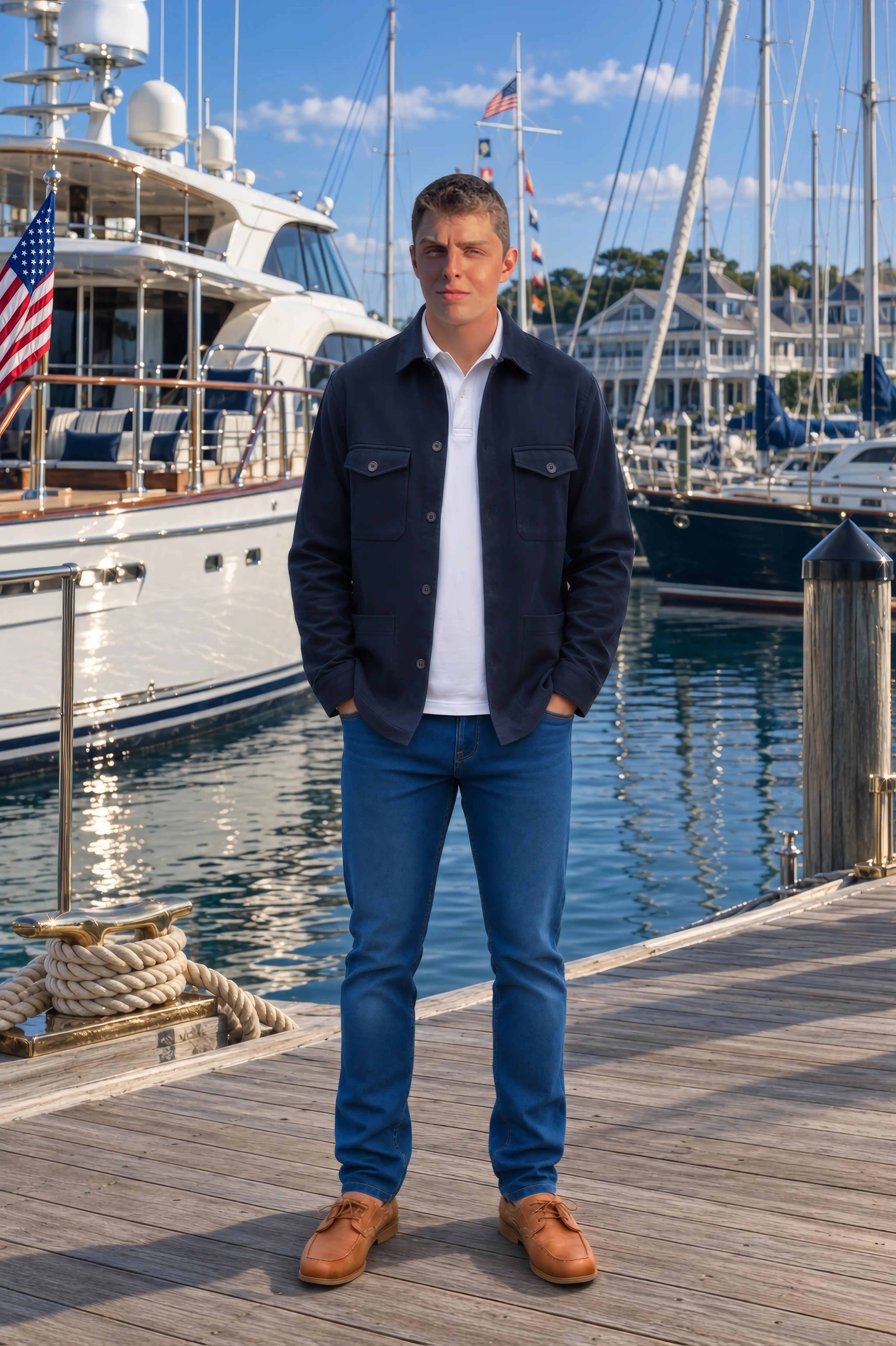 Mens Navy Cotton Shirt - Jacket
