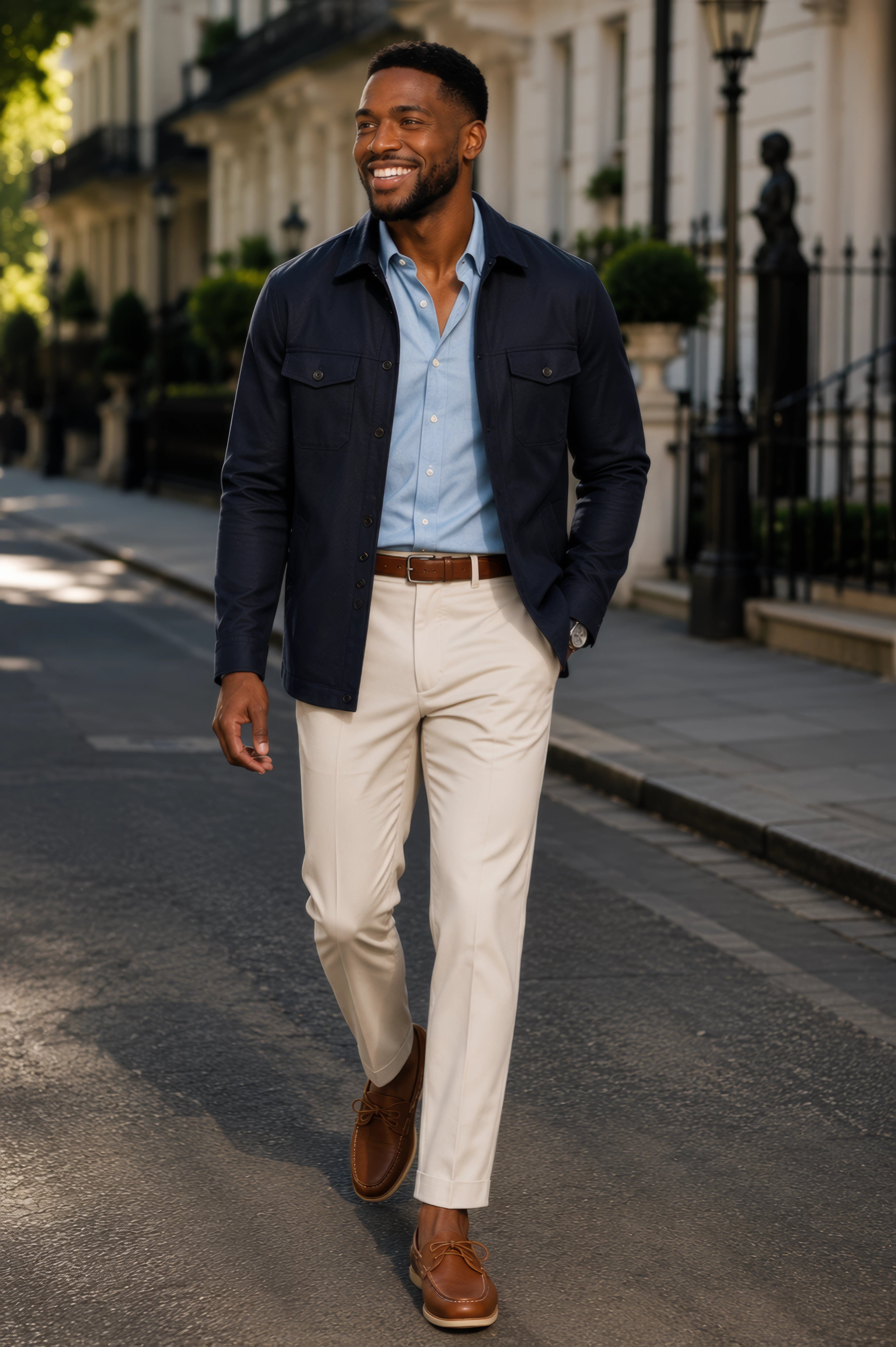 Mens Navy Cotton Shirt - Jacket